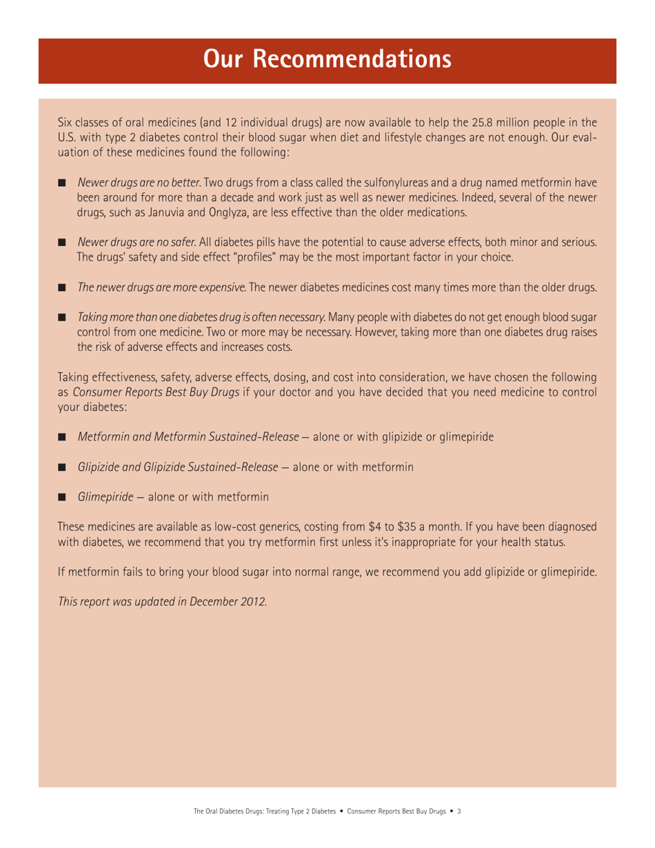 Consumer Reports Best Buy Drugs - the Oral Diabetes Drugs: Treating Type 2 Diabetes, Page 3