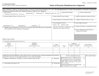 ATF Form 2 (5320.2) &quot;Notice of Firearms Manufactured or Imported&quot;, Page 2