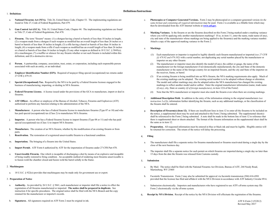 ATF Form 2 (5320.2) Notice of Firearms Manufactured or Imported, Page 3