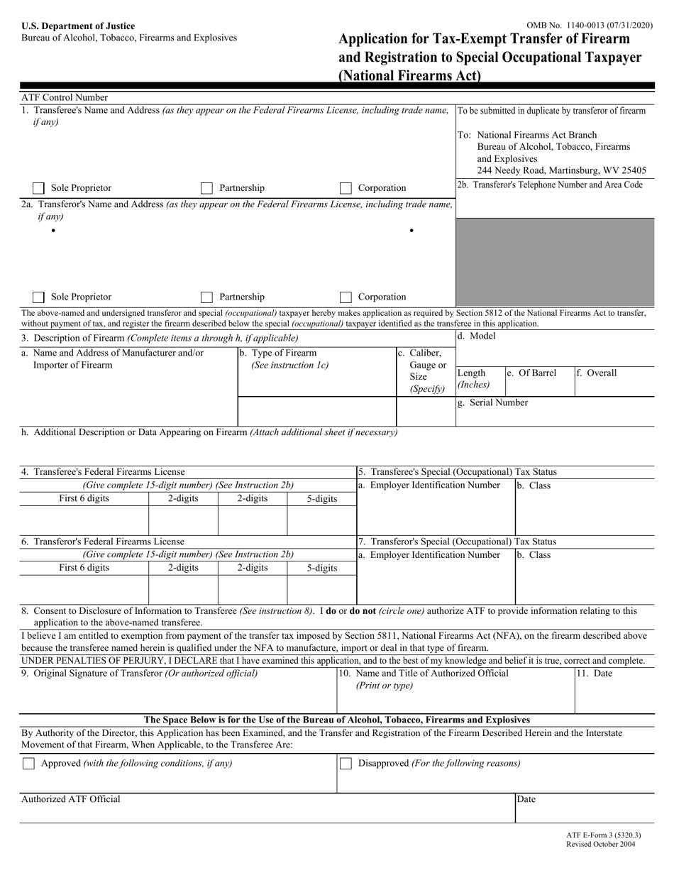 ATF Form 3 (5320.3) Application for Tax-Exempt Transfer of Firearm and Registration to Special Occupational Taxpayer (National Firearms Act), Page 2