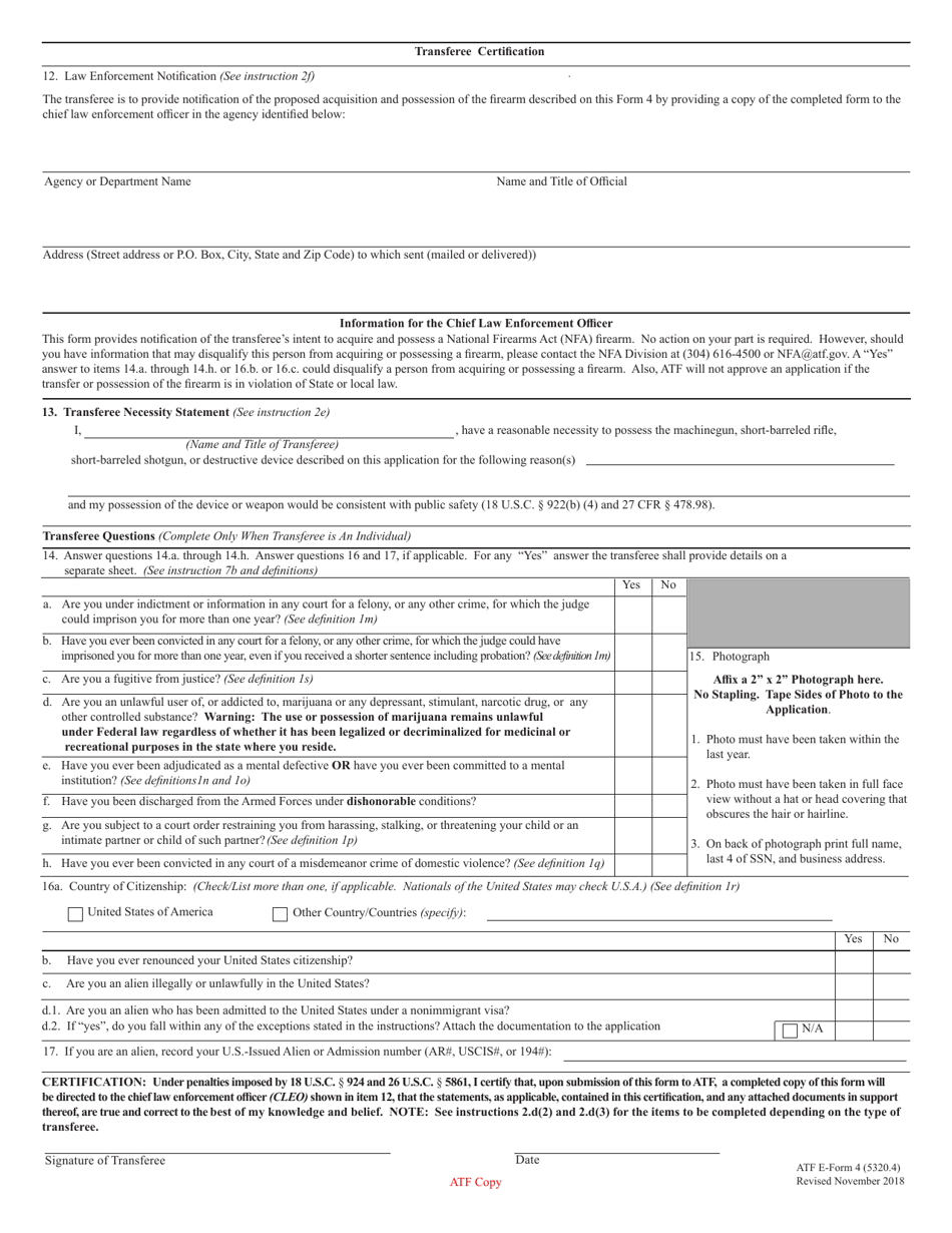 ATF Form 4 (5320.4) - Fill Out, Sign Online and Download Fillable PDF ...