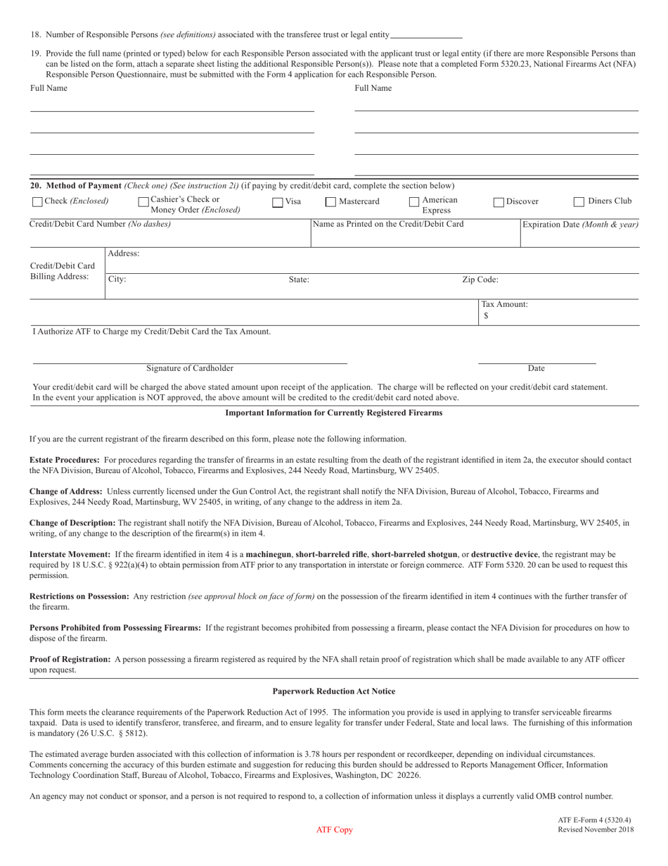 ATF Form 4 (5320.4) Application for Tax Paid Transfer and Registration of Firearm, Page 3