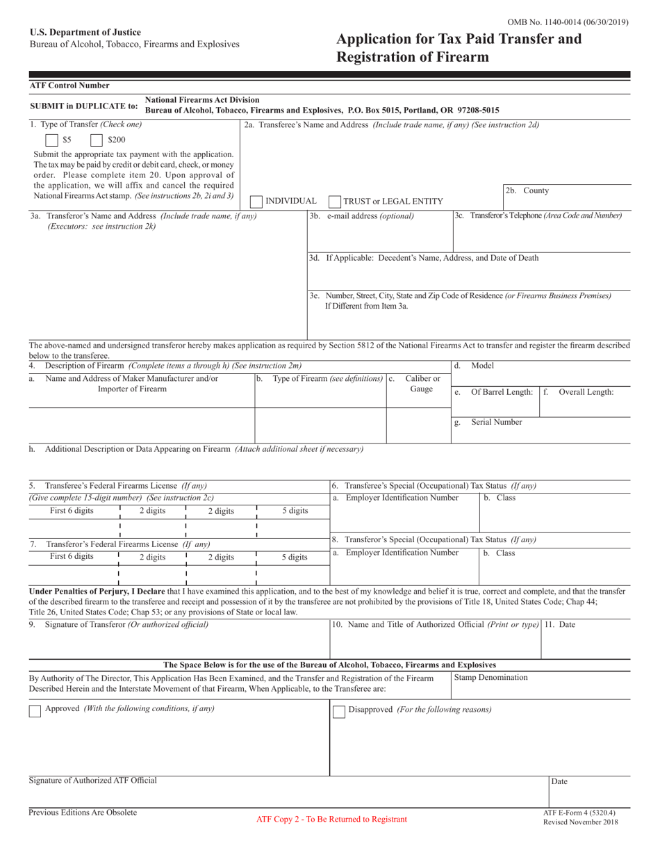 ATF Form 4 (5320.4) - Fill Out, Sign Online and Download Fillable PDF ...