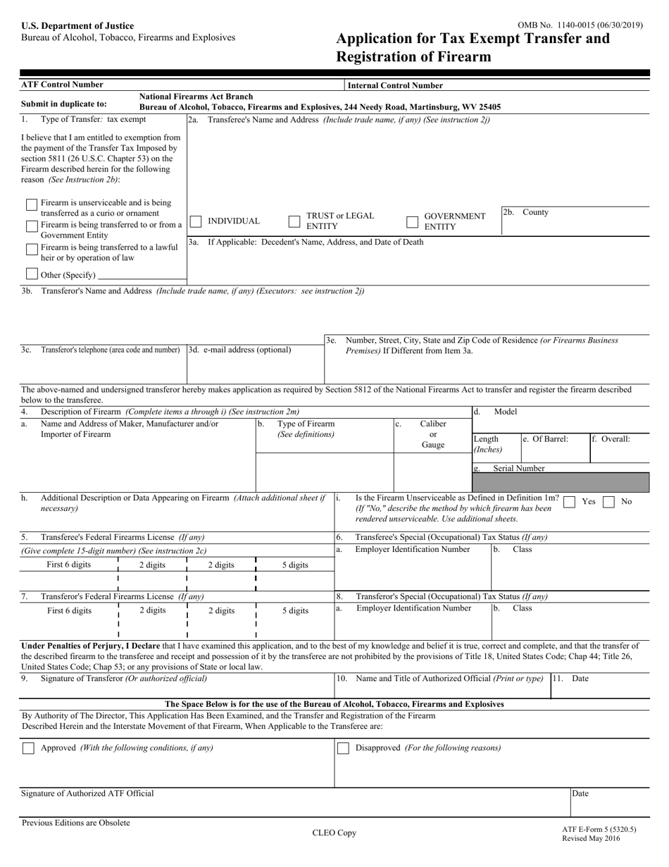 ATF Form 5 (5320.5) Application for Tax Exempt Transfer and Registration of Firearm, Page 10
