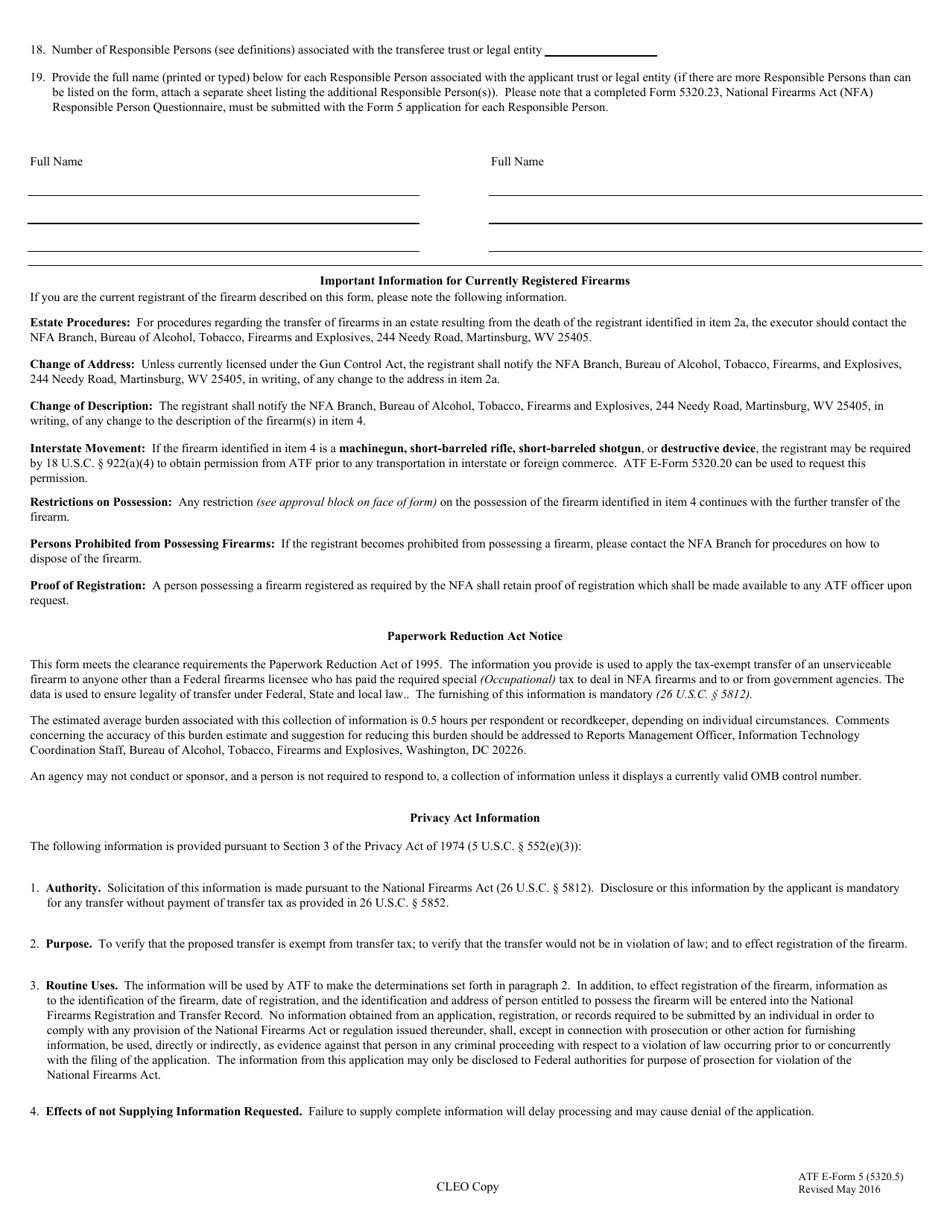 ATF Form 5 (5320.5) Application for Tax Exempt Transfer and Registration of Firearm, Page 12