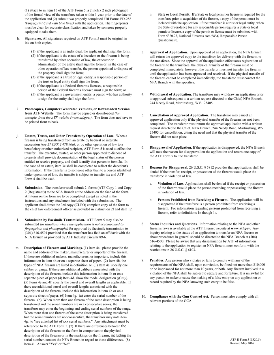 ATF Form 5 (5320.5) Application for Tax Exempt Transfer and Registration of Firearm, Page 6