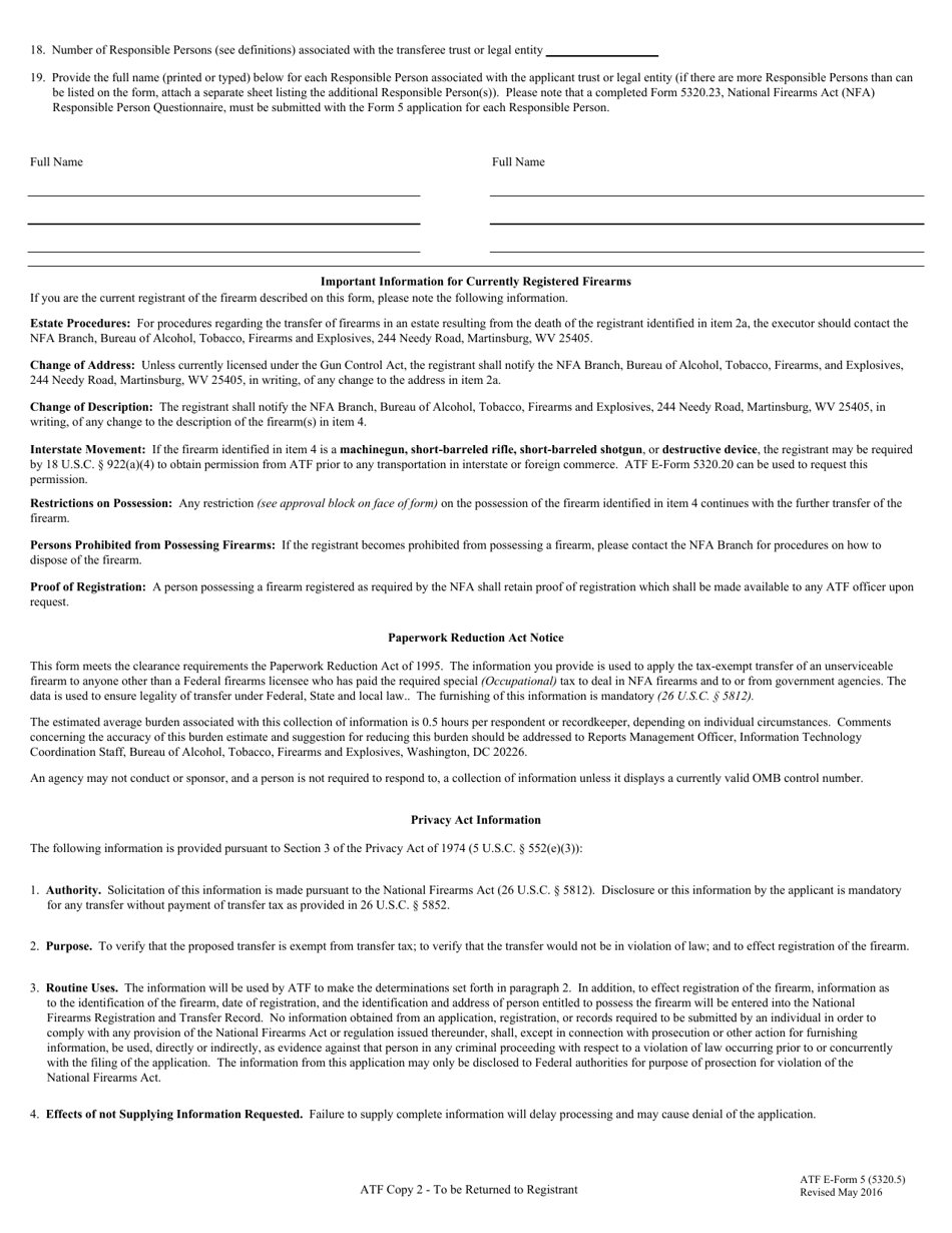ATF Form 5 (5320.5) Application for Tax Exempt Transfer and Registration of Firearm, Page 9