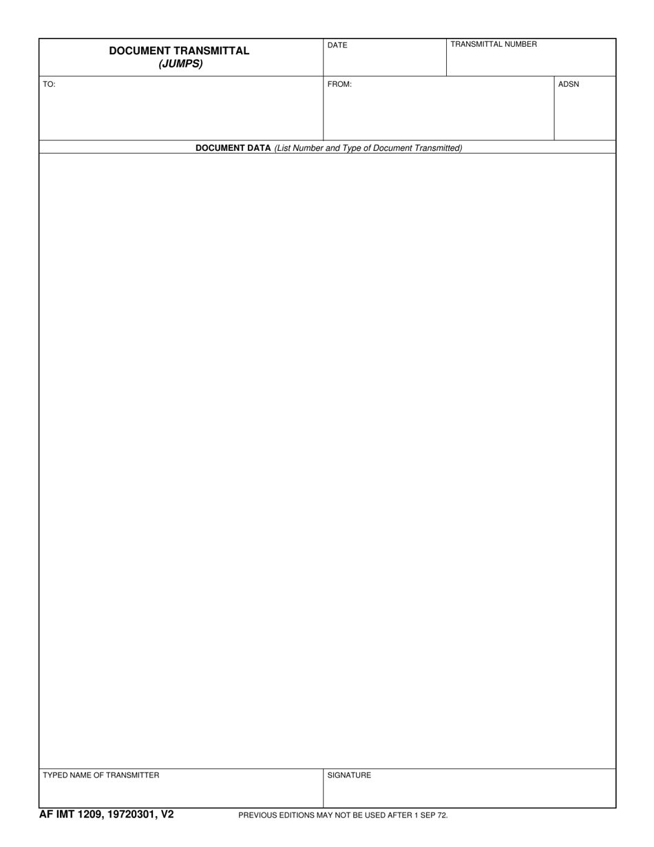 AF IMT Form 1209 Document Transmittal (JUMPS), Page 1