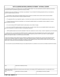 Document preview: AF IMT Form 1283 NATO Classified Material Briefing Statement - National Courier