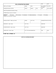 Document preview: AF IMT Form 1361 Pick up/Restriction Order