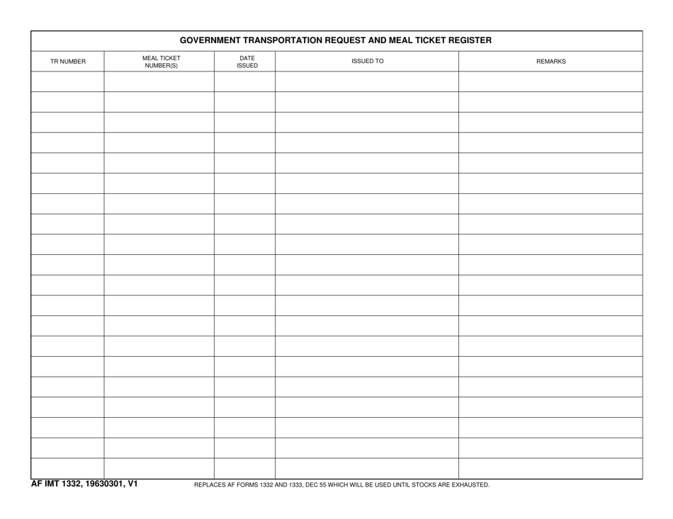 AF IMT Form 1332 - Fill Out, Sign Online and Download Fillable PDF ...