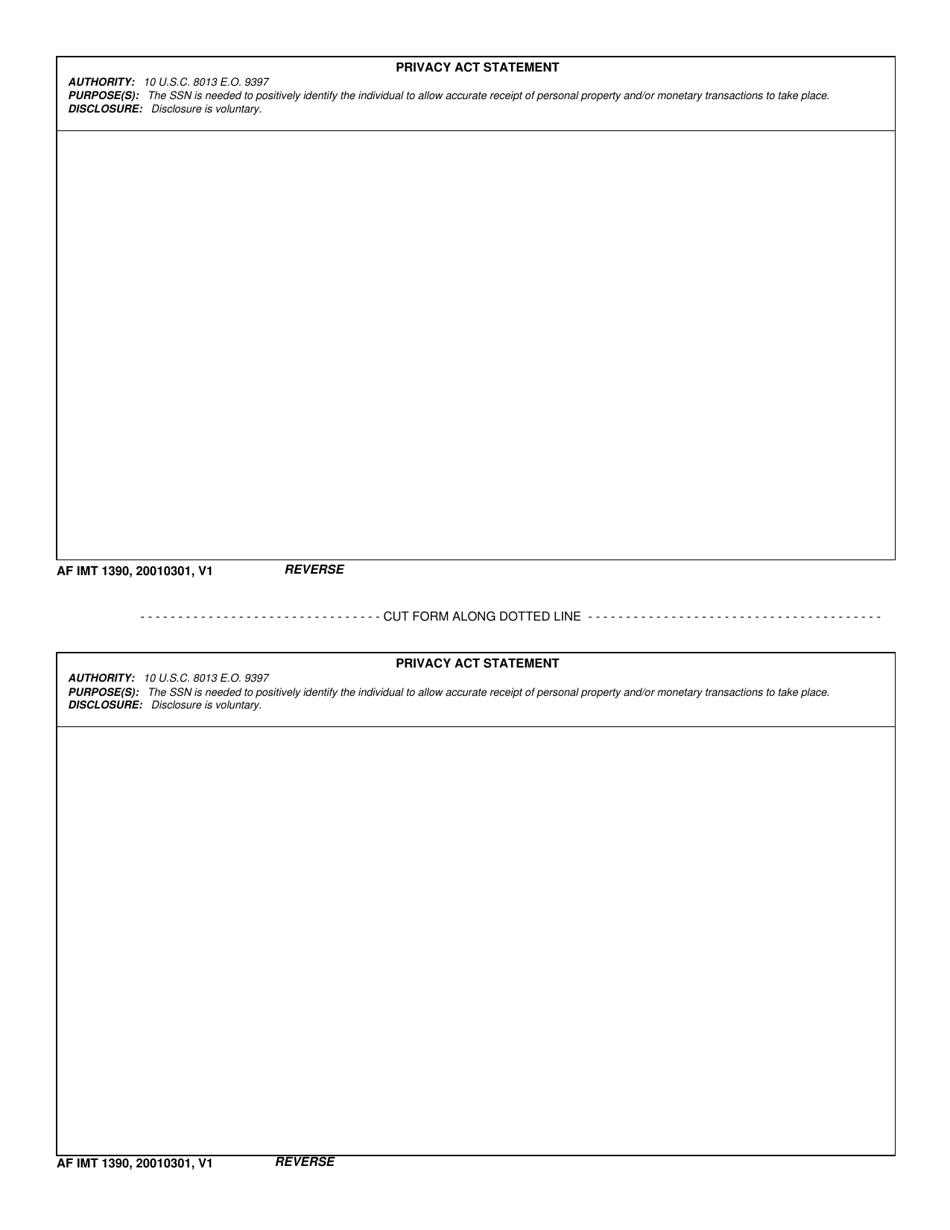 AF IMT Form 1390 Withdrawal Request - Inmates Personal Deposit Fund, Page 2