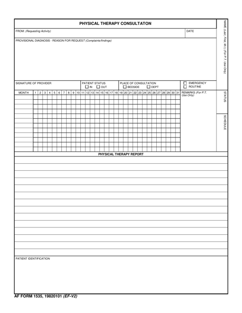 AF Form 1535 Physical Therapy Consultation