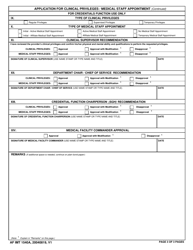 AF Form 1540A Application for Clinical Privileges/Medical Staff Appointment Update, Page 3
