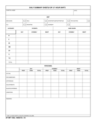 Document preview: AF IMT Form 1592 Daily Summary Sheet (8 or 12 Hour Shift)