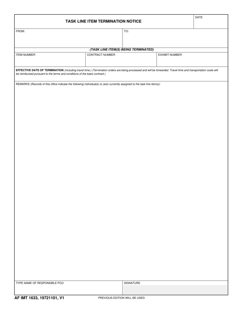 AF IMT Form 1633 Task Line Item Termination Notice