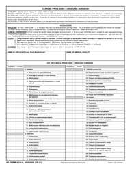 AF IMT Form 2818-6 Clinical Privileges - Urologic Surgeon