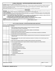 AF Form 2819-1 Clinical Privileges - Certified Registered Nurse Anesthetist