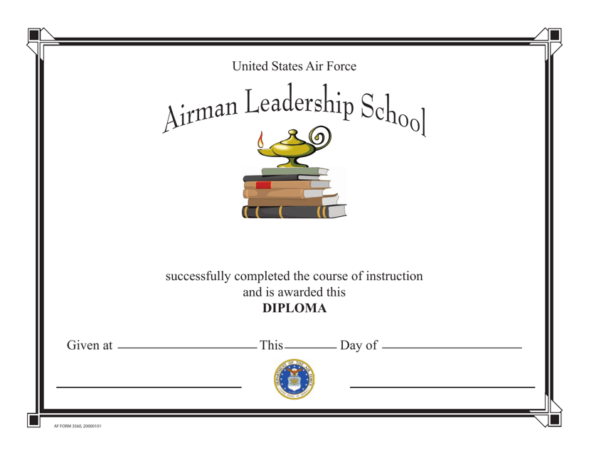 AF Form 3560 Airman Leadership School Diploma