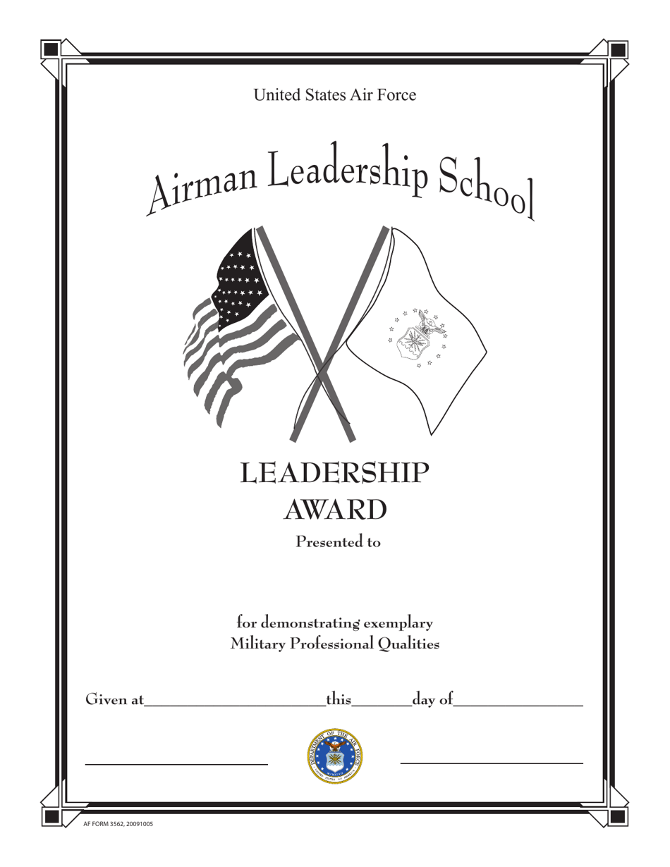 AF Form 3562 Airman Leadership School Leadership Award, Page 1