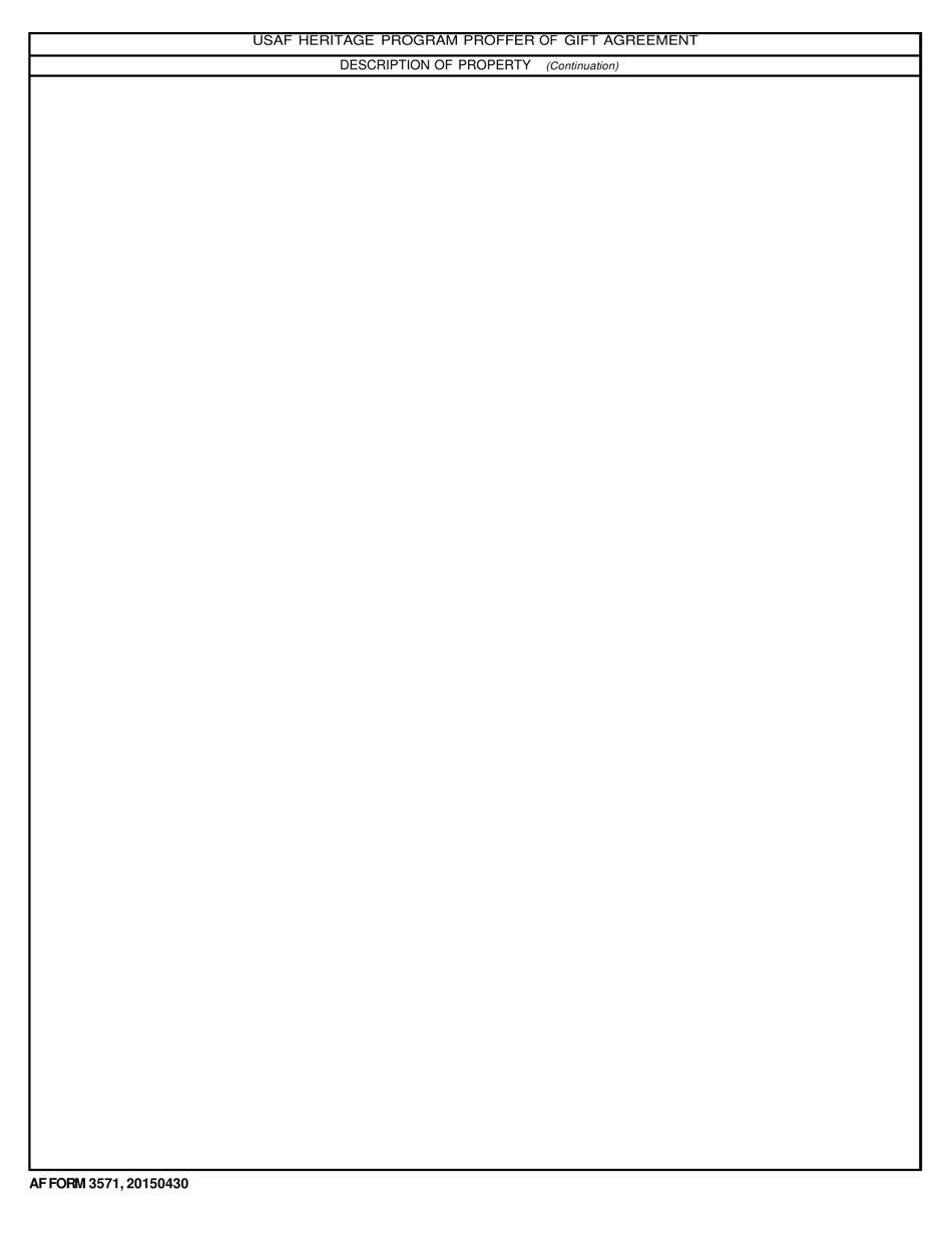 AF Form 3571 USAF Heritage Program Proffer of Gift Agreement, Page 2