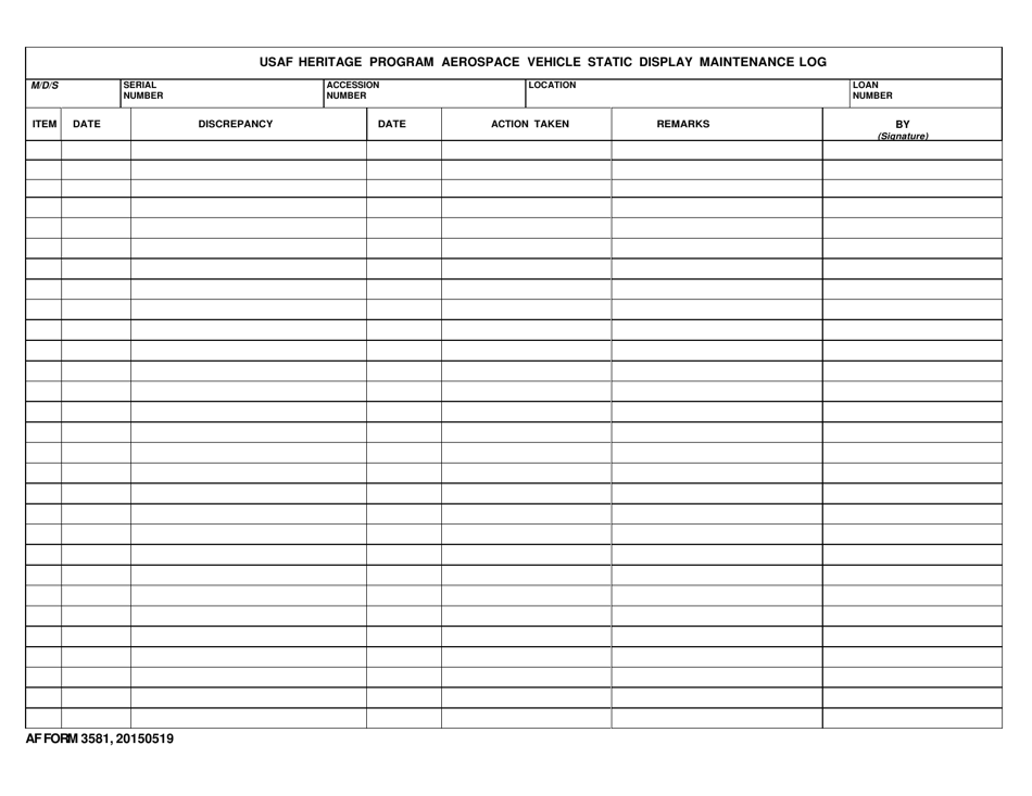 Aircraft Maintenance Log Sheet