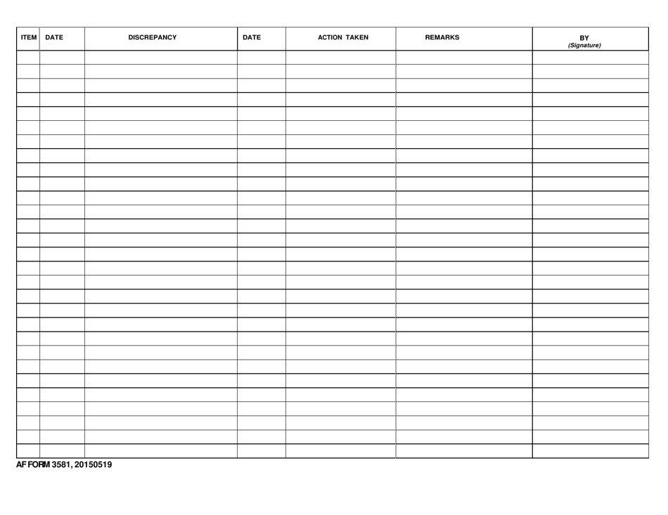 AF Form 3581 - Fill Out, Sign Online and Download Fillable PDF ...