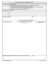 AF Form 4296 Clinical Privileges - Chiropractor, Page 2