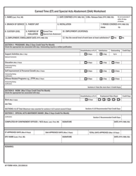 Document preview: AF Form 4454 Earned Time (Et) and Special Acts Abatement (Saa) Worksheet