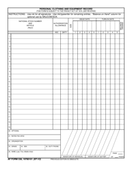 AF Form 538 Personal Clothing and Equipment Record