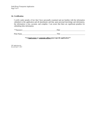 Solid Waste Transporter Permit Application - Delaware, Page 7
