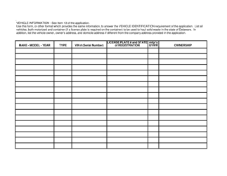 Solid Waste Transporter Permit Application - Delaware, Page 9