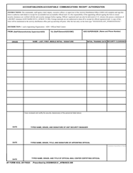 Document preview: AF Form 4332 Accountable Communications Receipt Authorization