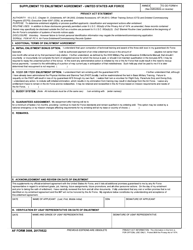 AF Form 3008 Supplement to Enlistment Agreement - United States Air Force