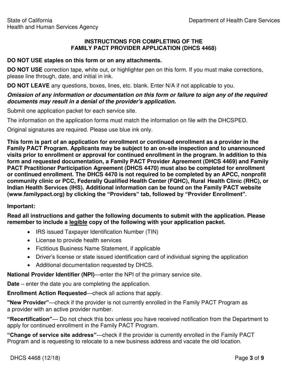 Form DHCS4468 Family Pact Provider Application - California, Page 3