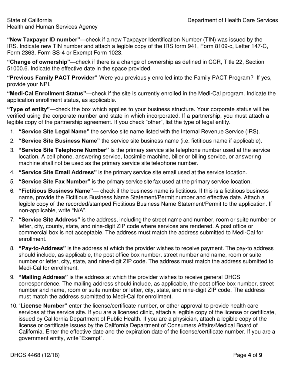 Form DHCS4468 Family Pact Provider Application - California, Page 4