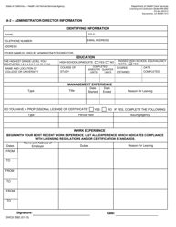 Document preview: Form DHCS5082 A-2 - Administrator/Director Information - California