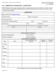 Document preview: Form DHCS5083 A-3a - Administrative Organization - Corporations - California