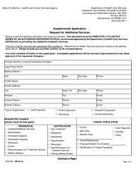 Form DHCS5255 Supplemental Application Request for Additional Services - California