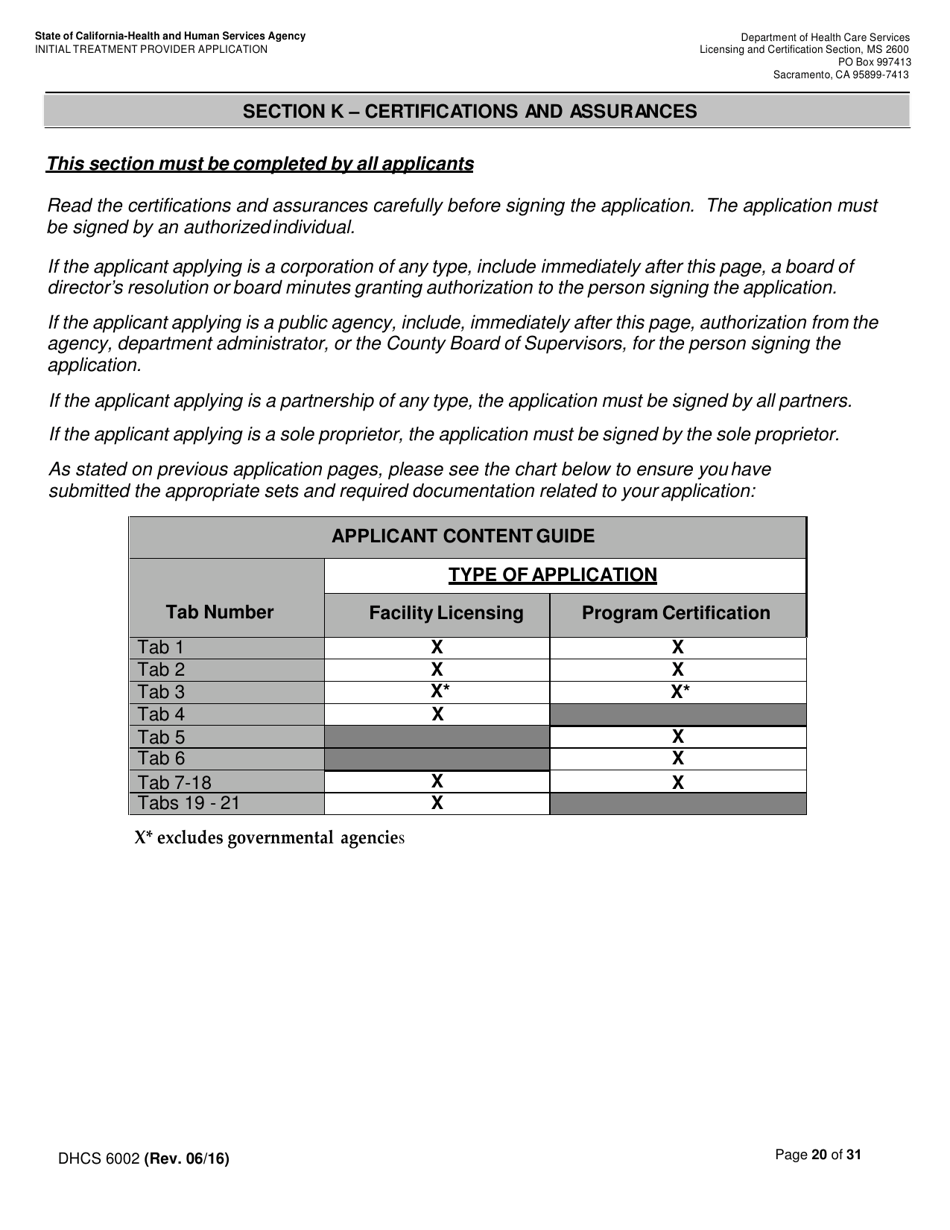 Form DHCS6002 Initial Treatment Provider Application - California, Page 20