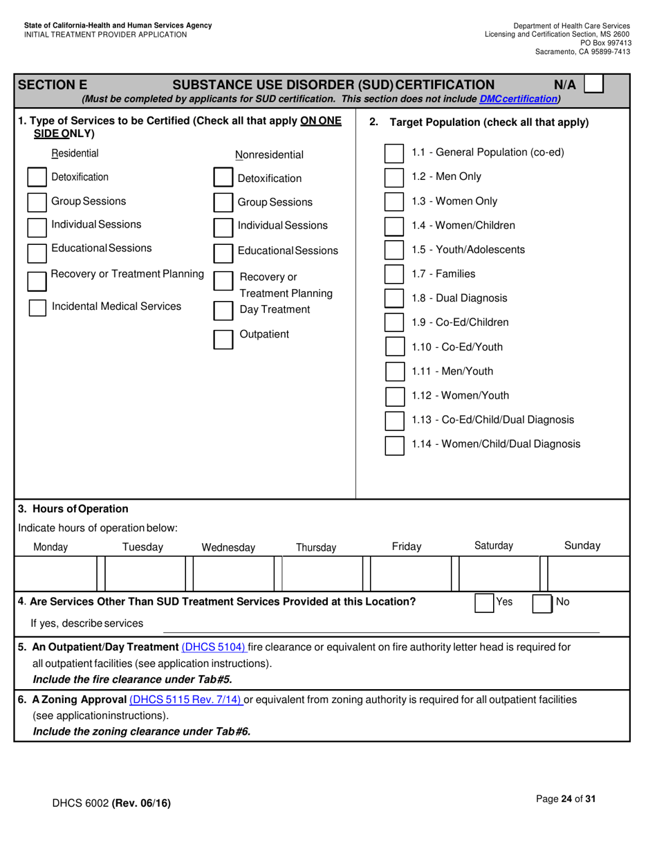 Form DHCS6002 Initial Treatment Provider Application - California, Page 24