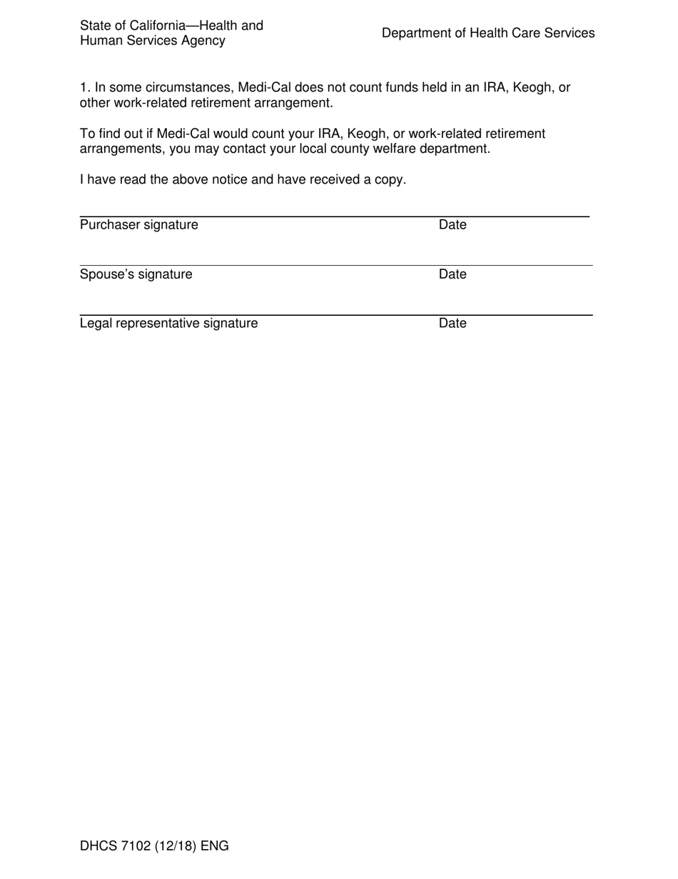 Form DHCS7102 Notice Regarding Standards for Medi-Cal Eligibility for Distribution by Insurers, Agents, and Brokers - California, Page 3