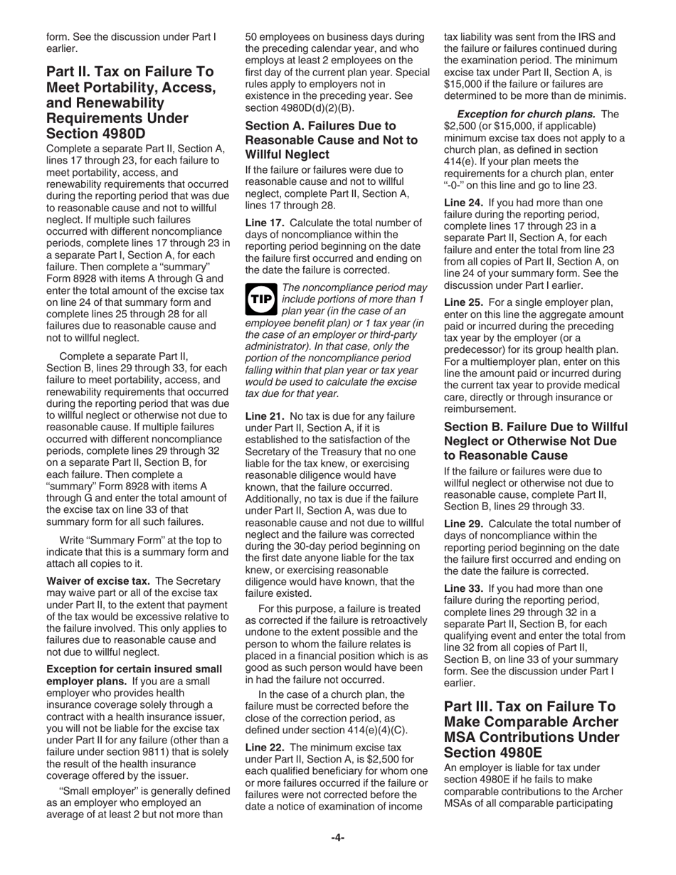 Instructions for IRS Form 8928 Return of Certain Excise Taxes Under Chapter 43 of the Internal Revenue Code, Page 5