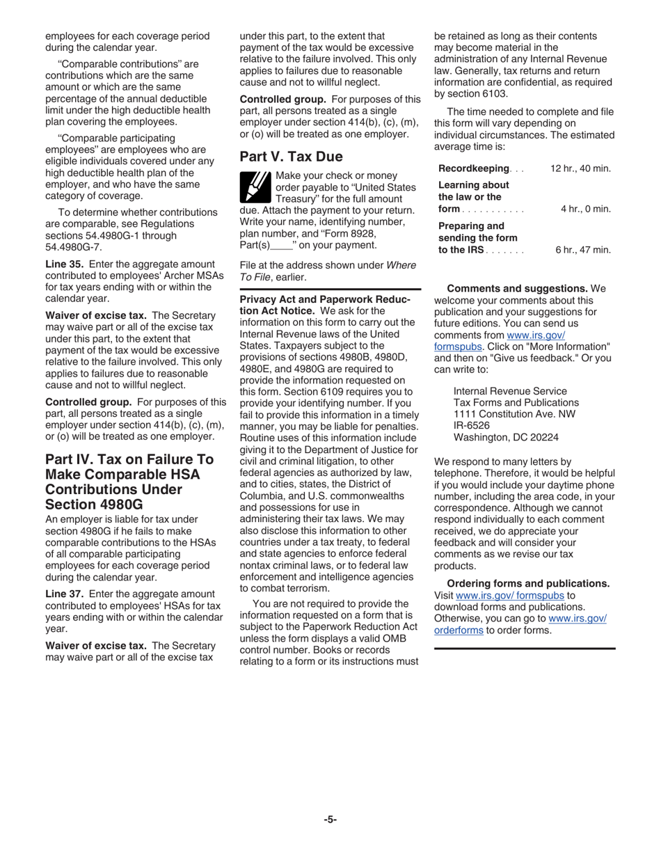 Instructions for IRS Form 8928 Return of Certain Excise Taxes Under Chapter 43 of the Internal Revenue Code, Page 6