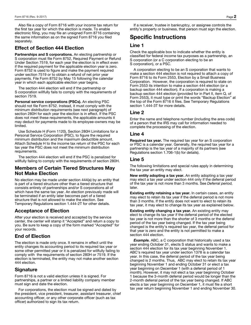 IRS Form 8716 Election to Have a Tax Year Other Than a Required Tax Year, Page 3
