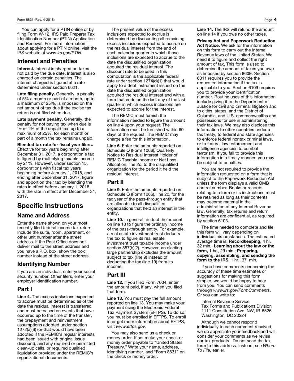 IRS Form 8831 Excise Taxes on Excess Inclusions of REMIC Residual Interests, Page 5