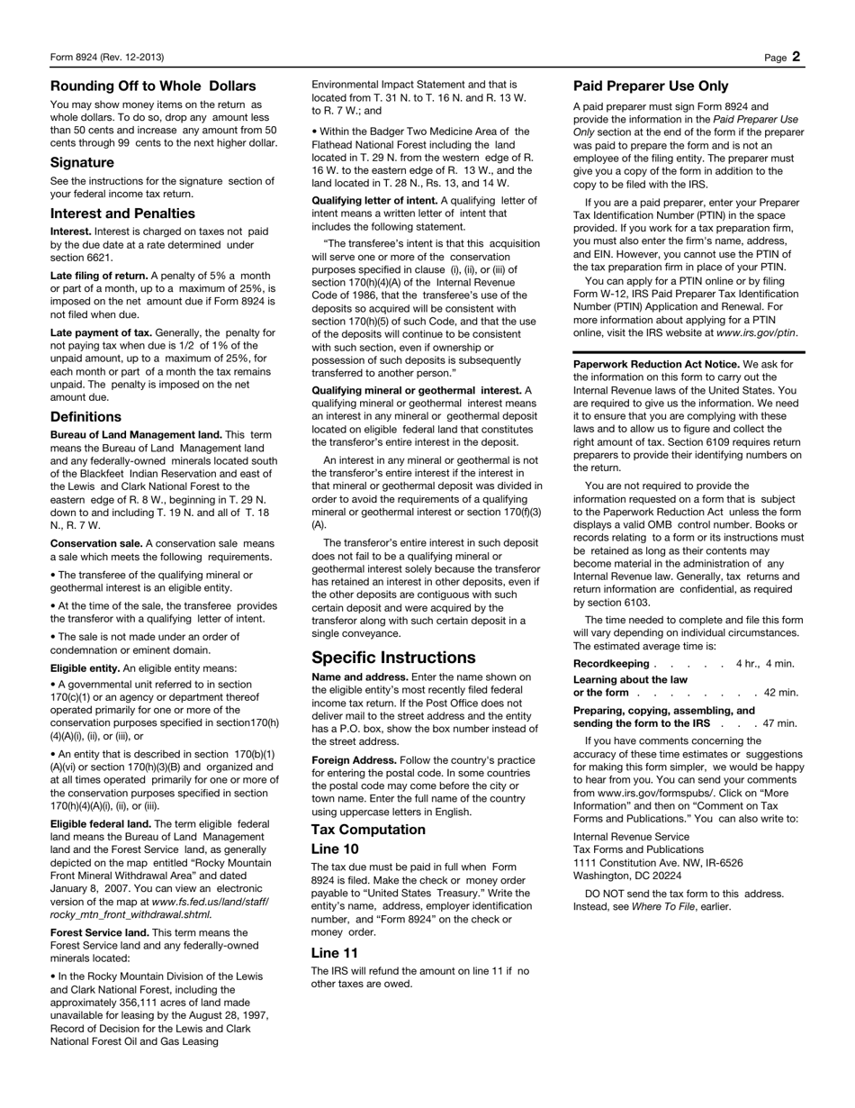 IRS Form 8924 Excise Tax on Certain Transfers of Qualifying Geothermal or Mineral Interests, Page 3