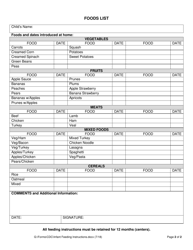 Infant Feeding Instructions - Arizona, Page 2