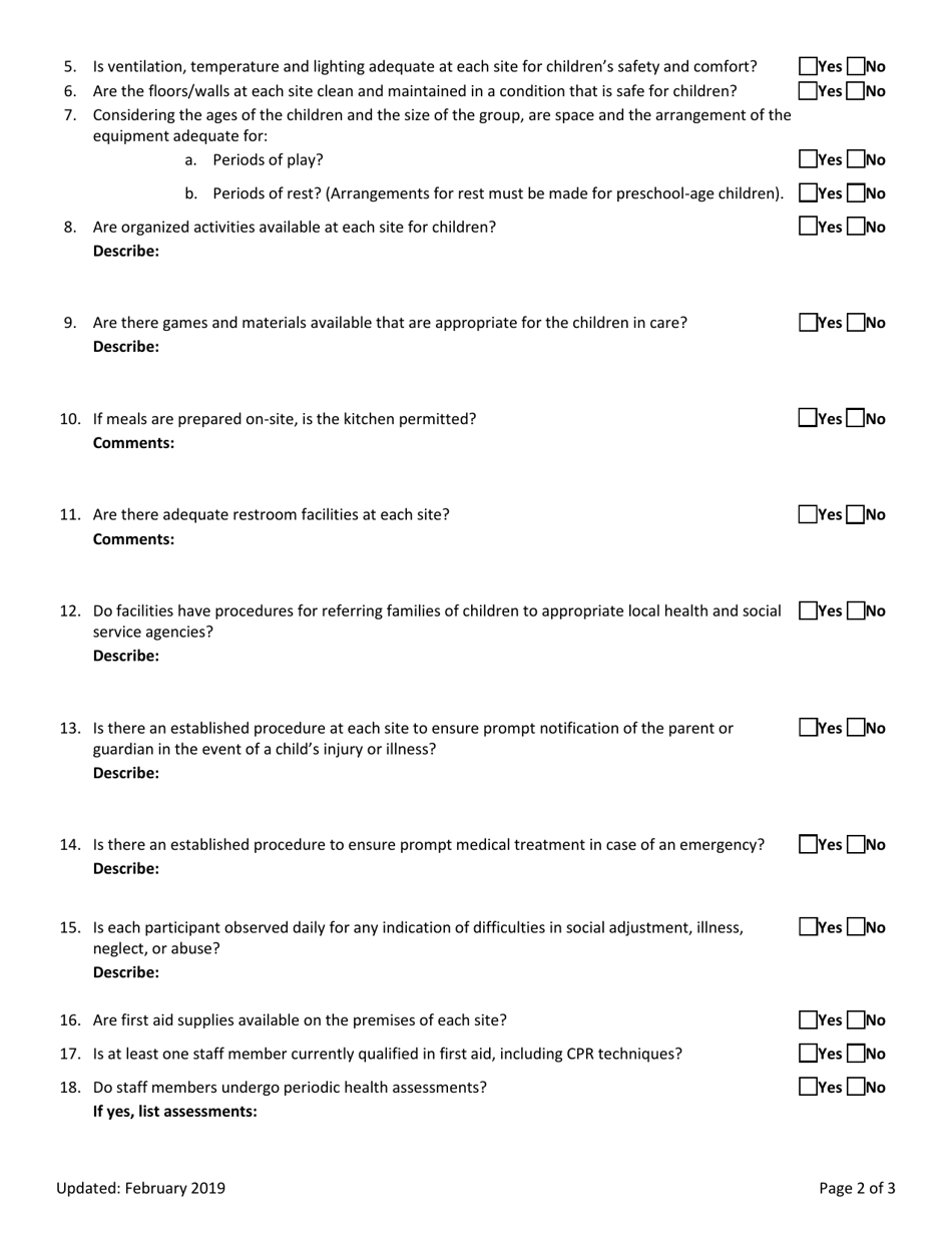Child Care Standards for Unlicensed Facilities - Arizona, Page 2