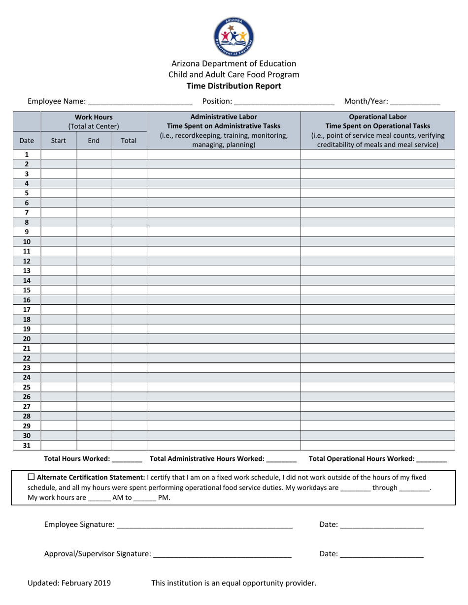 Arizona Time Distribution Report Fill Out, Sign Online and Download